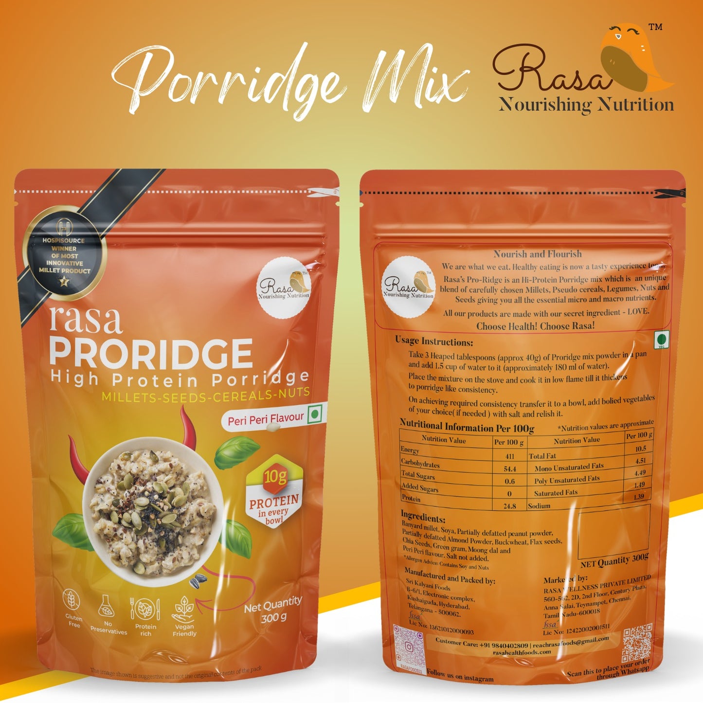 Rasa's Proridge - Peri peri Flavour - 300 gms