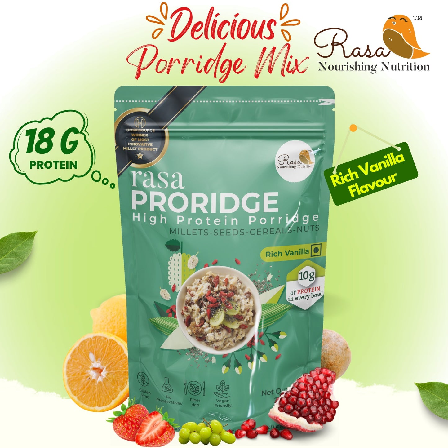 Rasa's Proridge Vanilla- High Protein Porridge