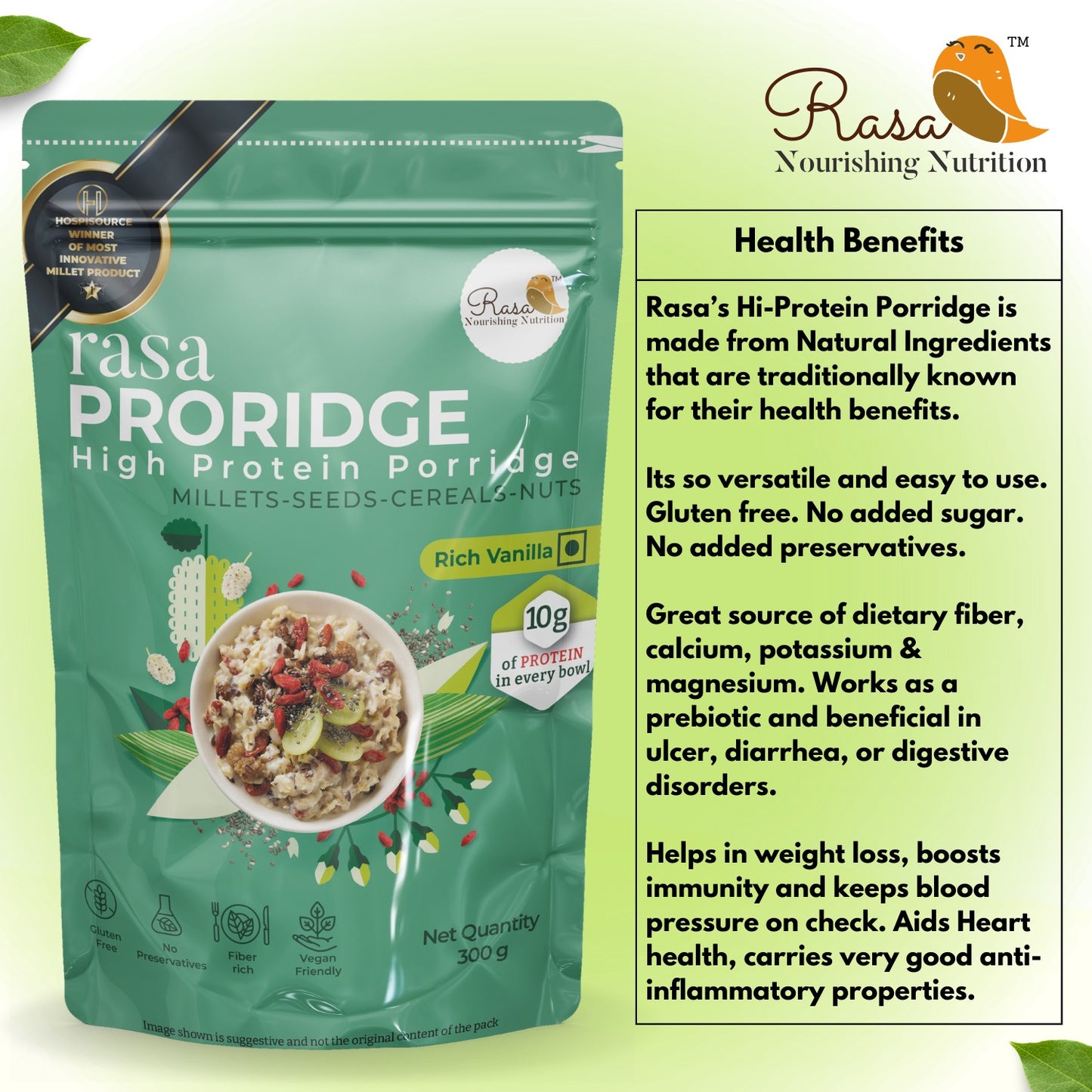 Rasa's Proridge Vanilla- High Protein Porridge